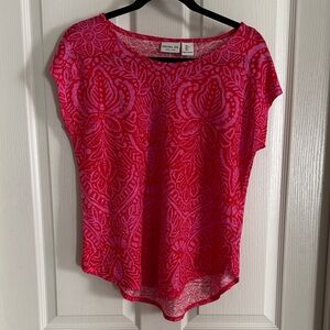 Rachel Zoe Red and Pink Patterned Blouse